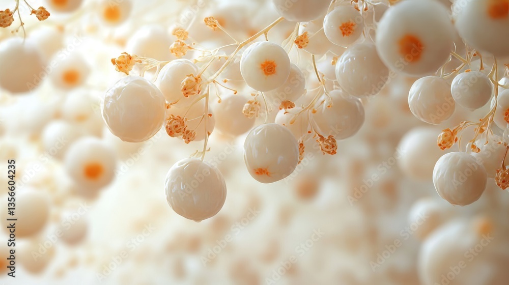 Clusters of white berries with orange accents Clusters of white berries with orange accents