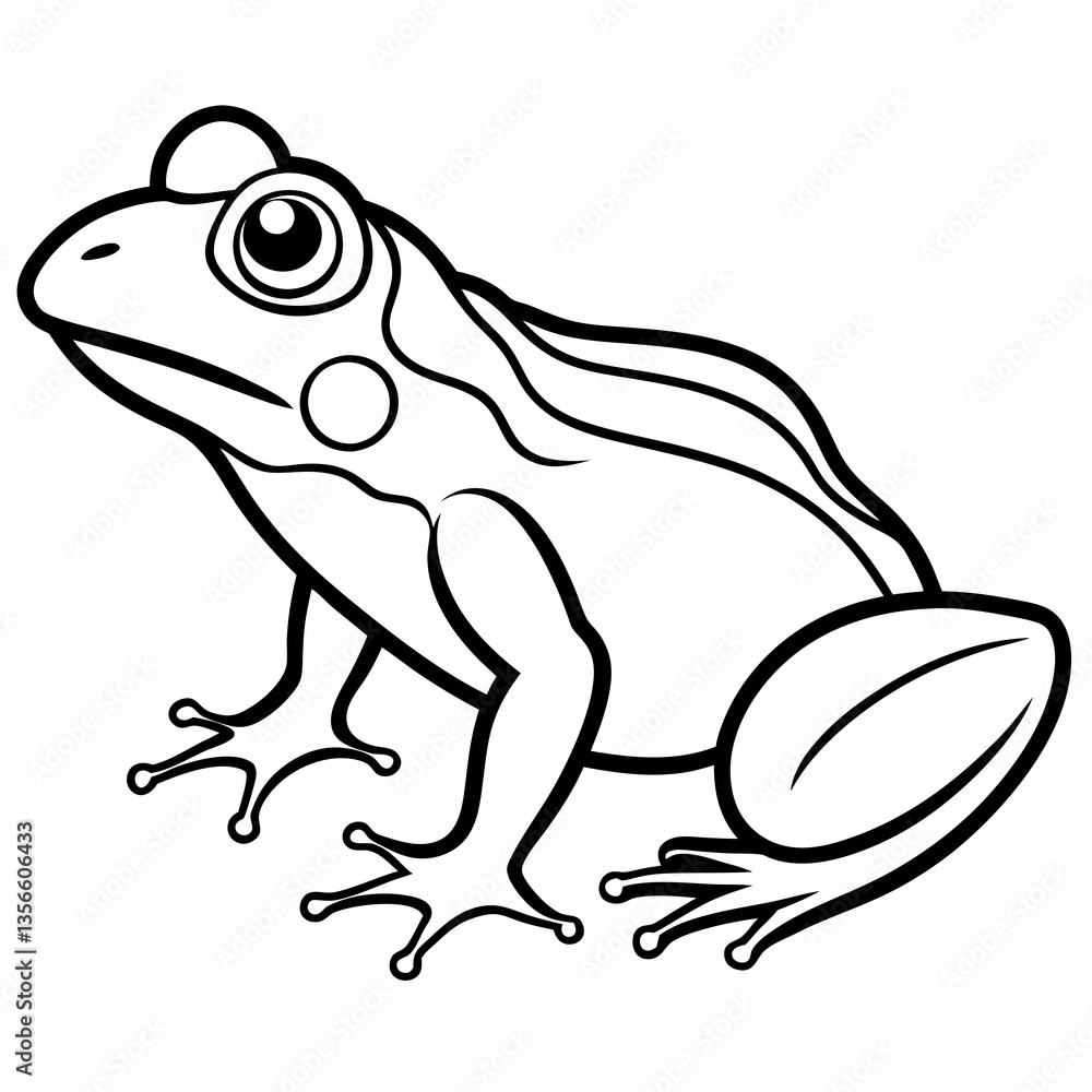 Naklejka premium Modern Frog Line Drawing