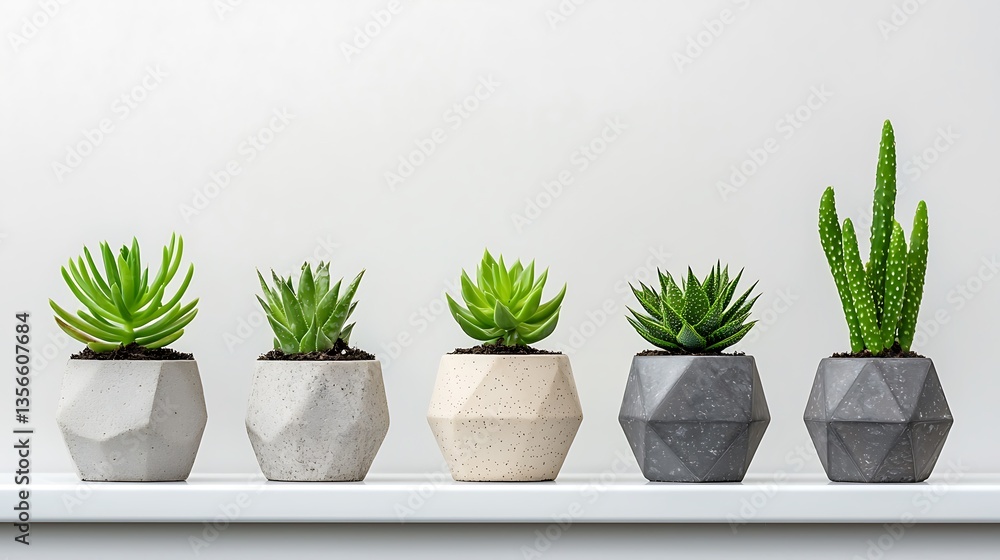 Fototapeta premium Succulents in geometric planters