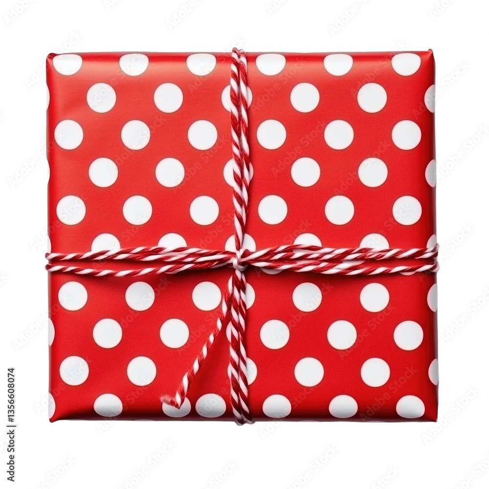 Obraz premium Polka Dot Gift Package isolated on white or transparent background, png clipart, design element. Easy to place object on any other background.
