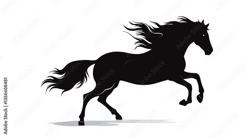 Black silhouette of a rearing horse in an elegant pose, capturing the strength, grace, and beauty of the animal in motion. This minimalist design emphasizes the majestic form of the horse, Black silhouette of a rearing horse in an elegant pose, capturing the strength, grace, and beauty of the animal in motion. This minimalist design emphasizes the majestic form of the horse,