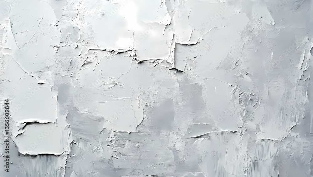 Obraz premium Textured Plaster: A close-up of a textured plaster wall, its rough, uneven surface reveals a beautiful abstract design in shades of grey.