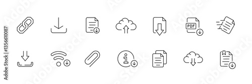 Minimalist set of communication and document management icons - vector.