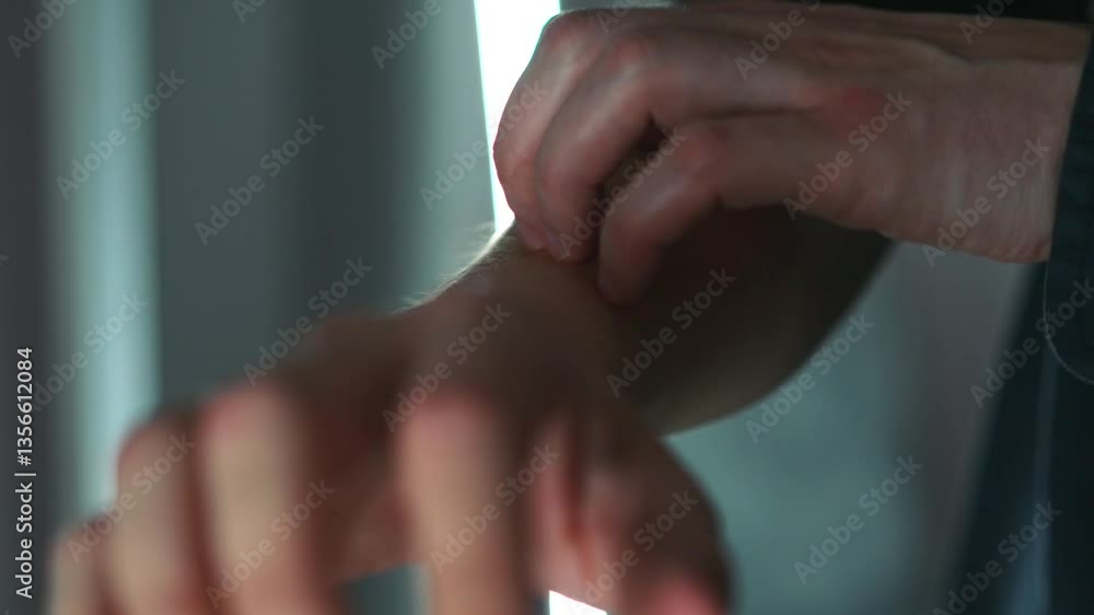 A man scratches his hand.
Allergic reaction on a man's hand.
Problems with the code in a man.
Scratches on a man's hand.
Severe itching on the hand A man scratches his hand.
Allergic reaction on a man's hand.
Problems with the code in a man.
Scratches on a man's hand.
Severe itching on the hand