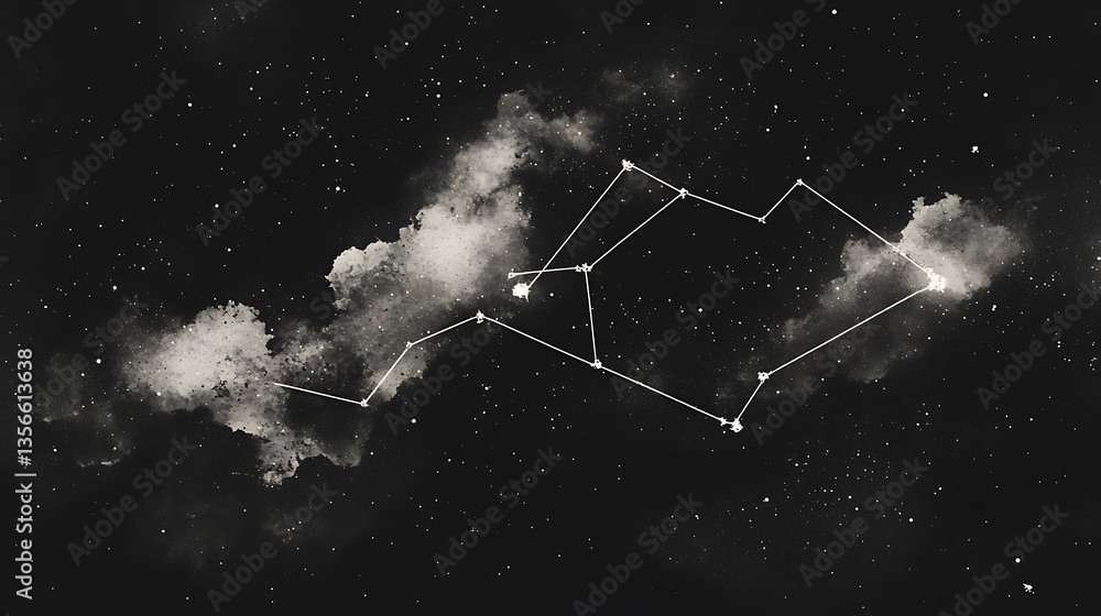 Constellation in nebula, cosmic dust. Constellation in nebula, cosmic dust.