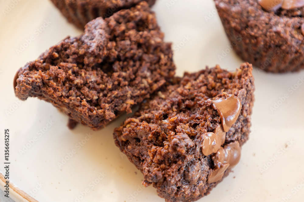 chocolate banana muffins on light background chocolate banana muffins on light background