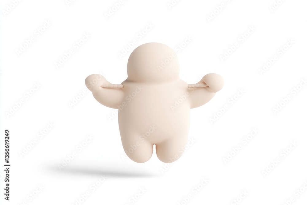 Light beige cartoon character in a jump pose Light beige cartoon character in a jump pose