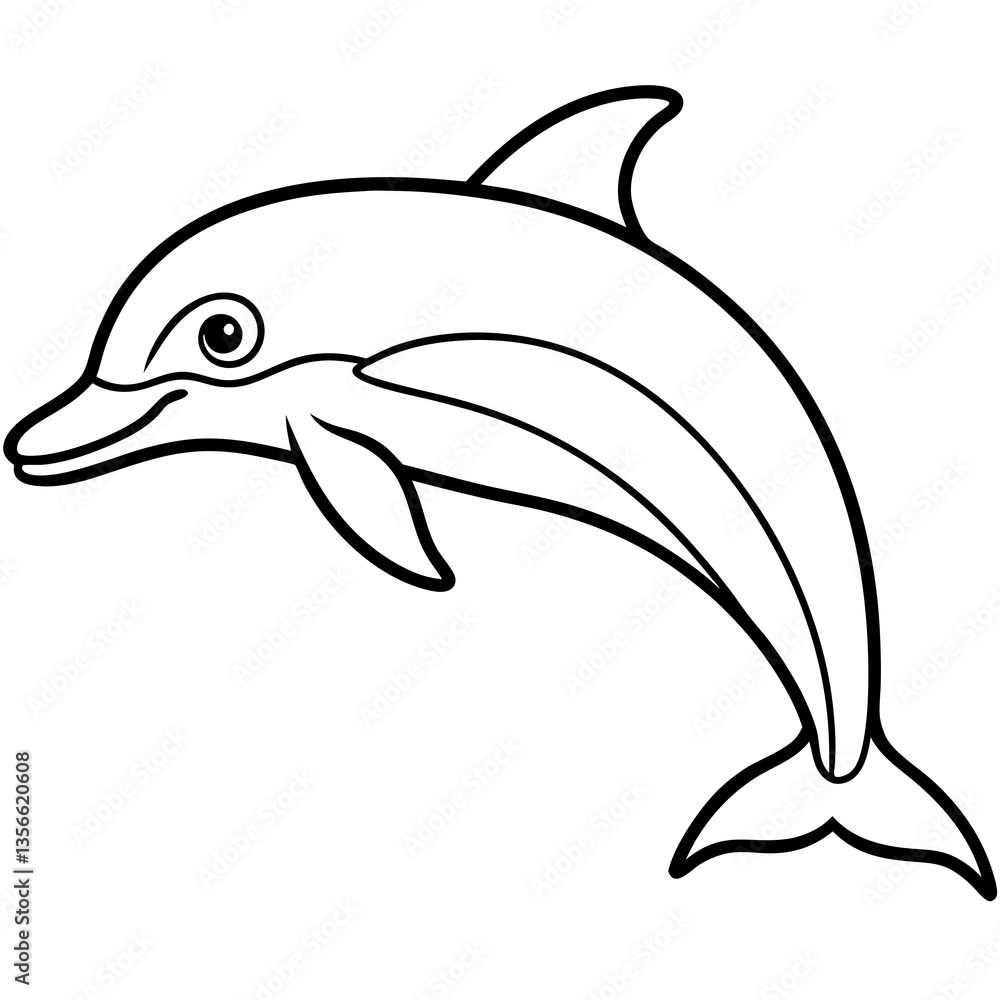 Fototapeta premium Smooth Dolphin Line Art Vector
