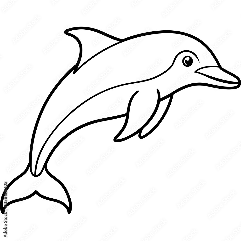 Fototapeta premium Smooth Dolphin Line Art Vector