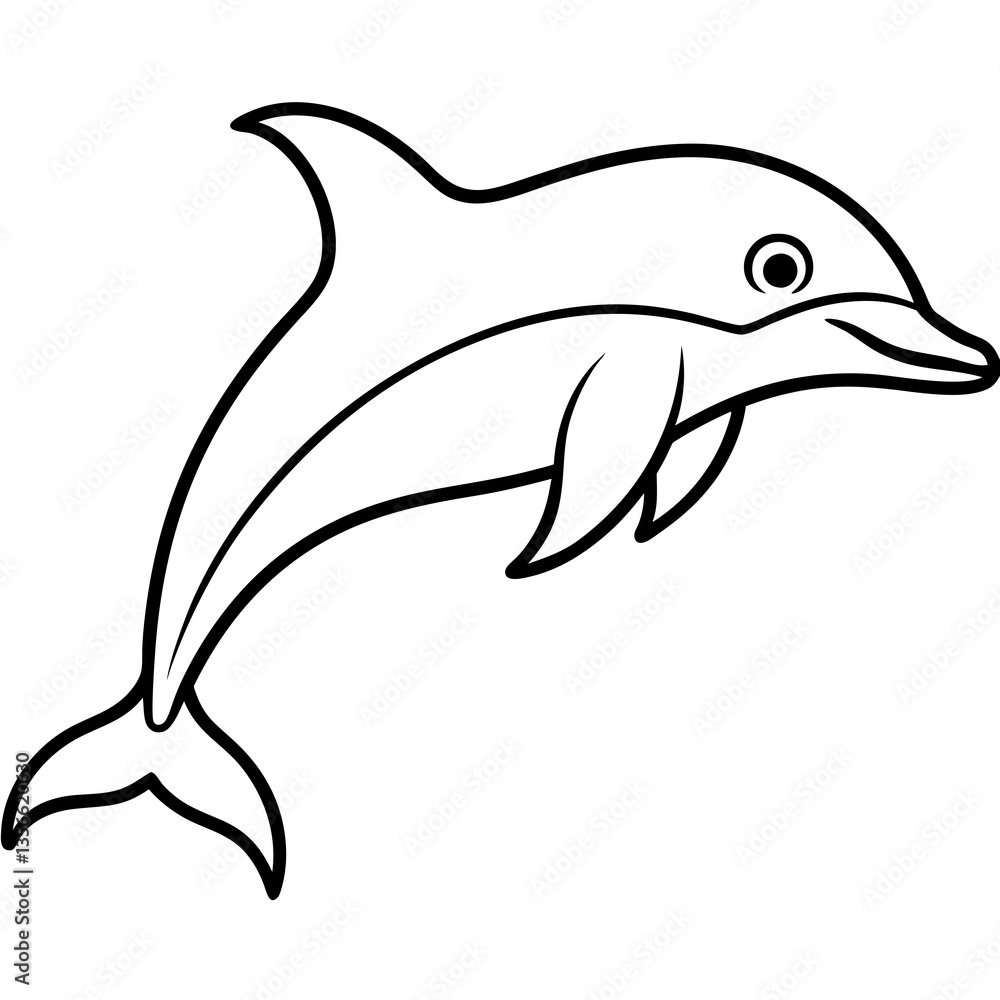Fototapeta premium Smooth Dolphin Line Art Vector