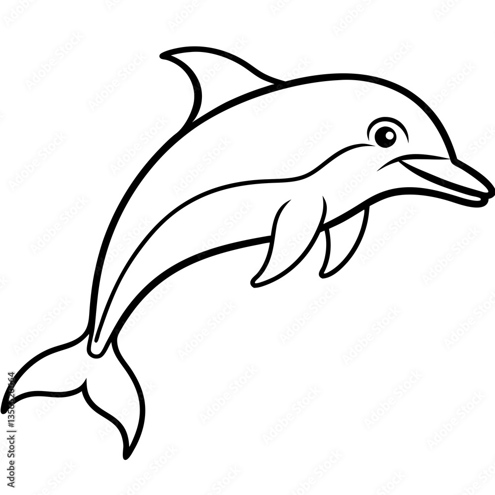 Obraz premium Smooth Dolphin Line Art Vector