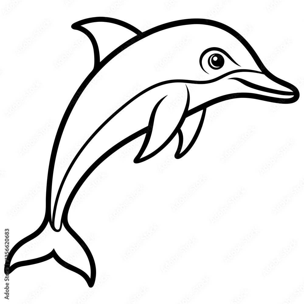 Obraz premium Smooth Dolphin Line Art Vector