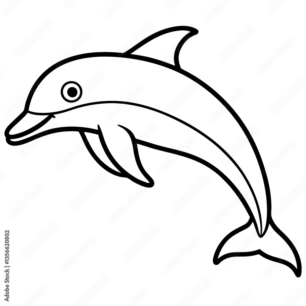 Fototapeta premium Smooth Dolphin Line Art Vector