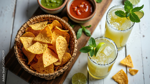 Mouthwatering Tortilla Chips and Salsas Isolated on Transparent Background for Food Advertising and Social Media Use