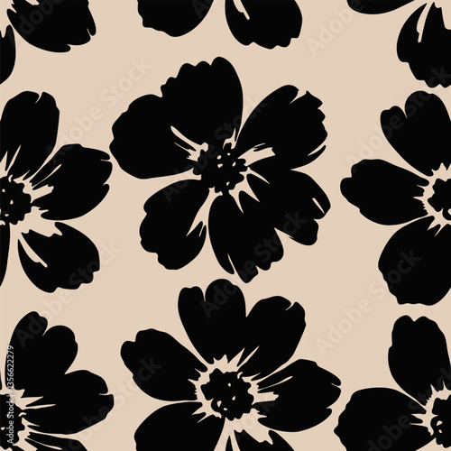Vlack flowers. Vector illustration pattern background.