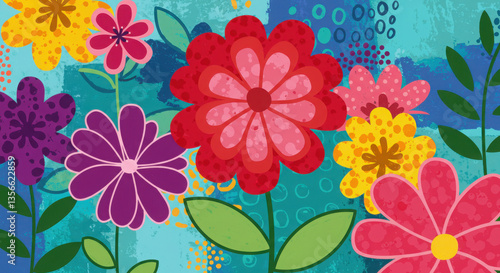 Seamless colorful floral Illustration.