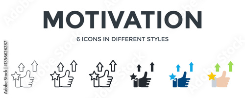 Motivation Icon In Different Style Vector Illustration. Designed In Thin Line, Regular Line, Bold Line, Glyph, Color Fill, And Flat Style Can Be Used For Web
