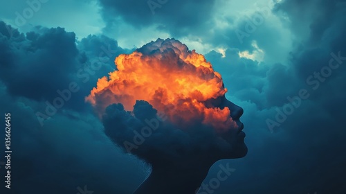 Abstract Representation of Human Silhouette with Cloudy Mind