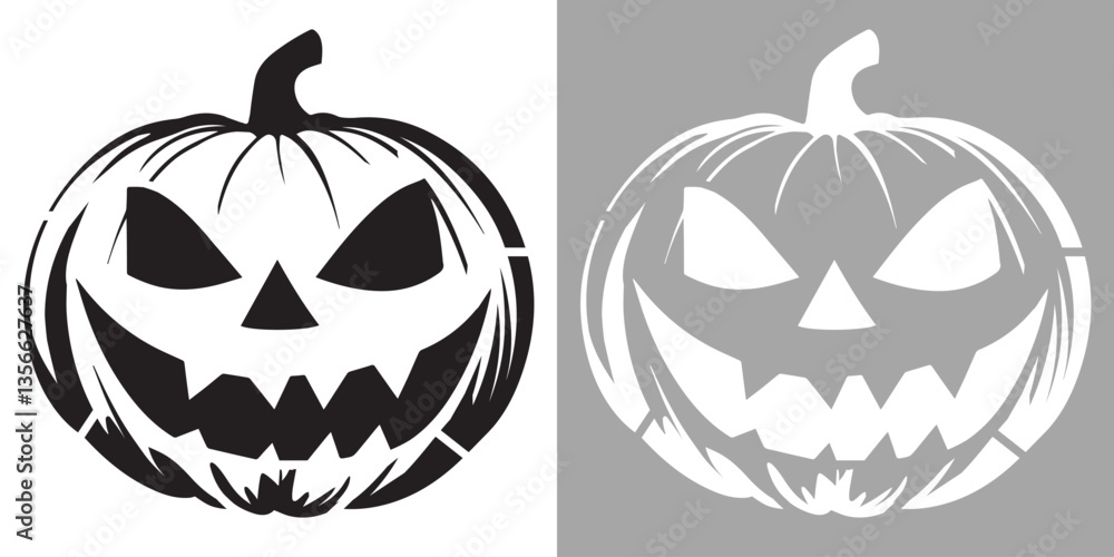 Fototapeta premium Halloween Pumpkin Stencil | Jack-O'-Lantern DIY Spray Paint & Laser Cut Template
