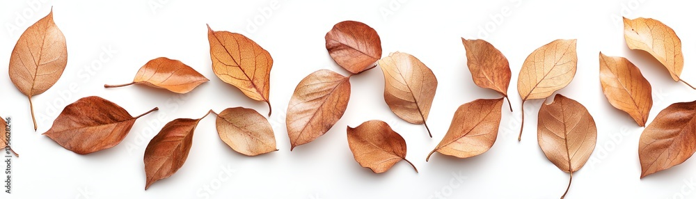 A collection of dried leaves on a white isolated background. A collection of dried leaves on a white isolated background.