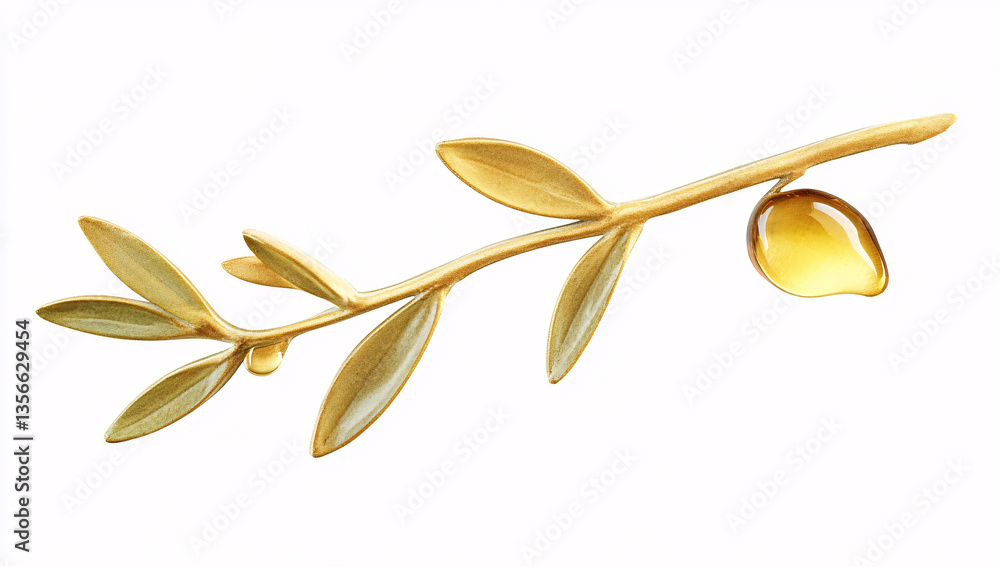 custom made wallpaper toronto digitalGolden Olive Branch with Oil Drop Elegant Nature Design