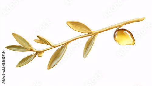 Wallpaper Mural Golden Olive Branch with Oil Drop Elegant Nature Design Torontodigital.ca