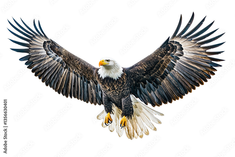 Fototapeta premium Bald eagle in transparent background