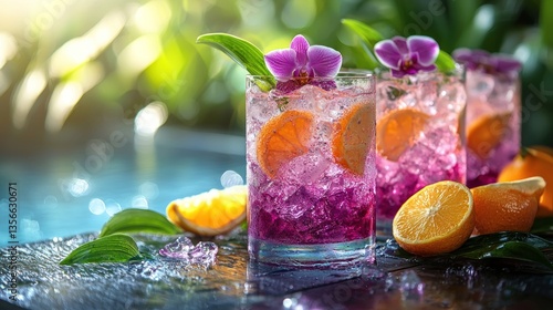 Tropical Purple Cocktails by Poolside Paradise