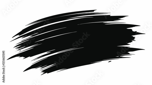 AI Generated vector brushstroke illustration featuring expressive black ink mark with irregular contours, variable thickness ideal for abstract art, logo design, minimalist composition visuals