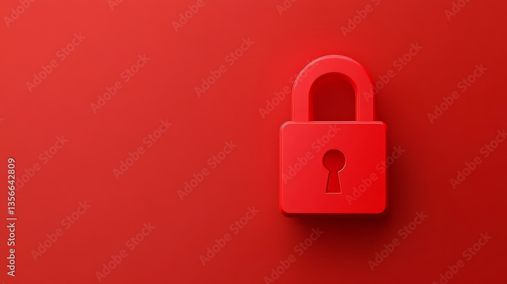 Bright Red Padlock on Red Background Symbolizing Security and Protection in Digital or Physical Spaces Bright Red Padlock on Red Background Symbolizing Security and Protection in Digital or Physical Spaces