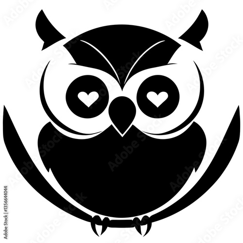 Cute Owl with Hearts SVG, Vector file