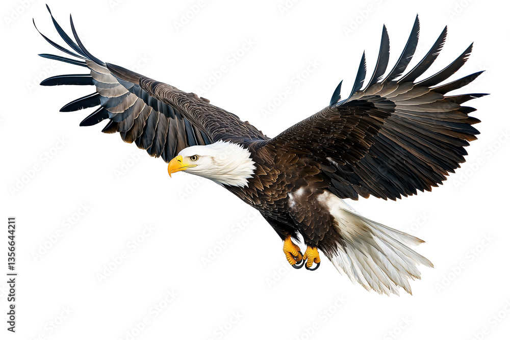 Fototapeta premium Bald eagle in transparent background