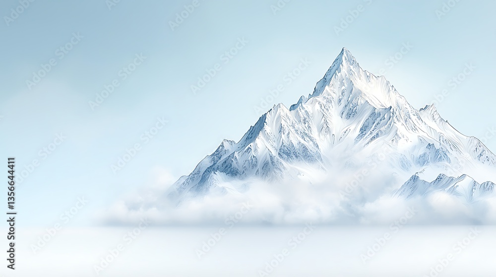 Majestic mountain peaks surrounded by clouds nature landscape serene environment aerial view Majestic mountain peaks surrounded by clouds nature landscape serene environment aerial view