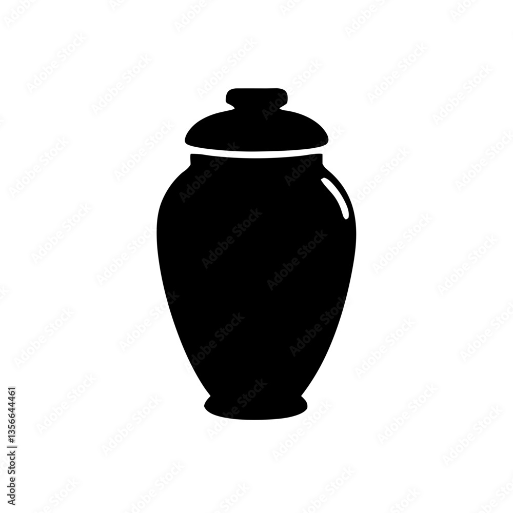 Black silhouette of an urn against a white background Black silhouette of an urn against a white background