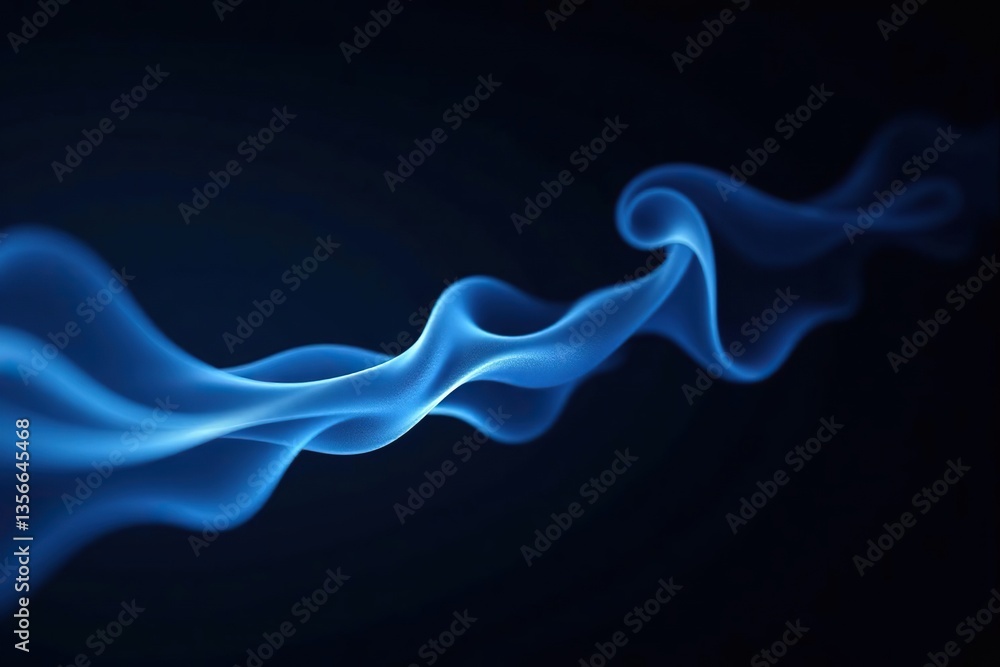 Abstract futuristic technology innovation concept with a 3D illustration of a smoke wave curve swirl flow in blue overlay effect on an isolated black background, technology, backgrounds Abstract futuristic technology innovation concept with a 3D illustration of a smoke wave curve swirl flow in blue overlay effect on an isolated black background, technology, backgrounds
