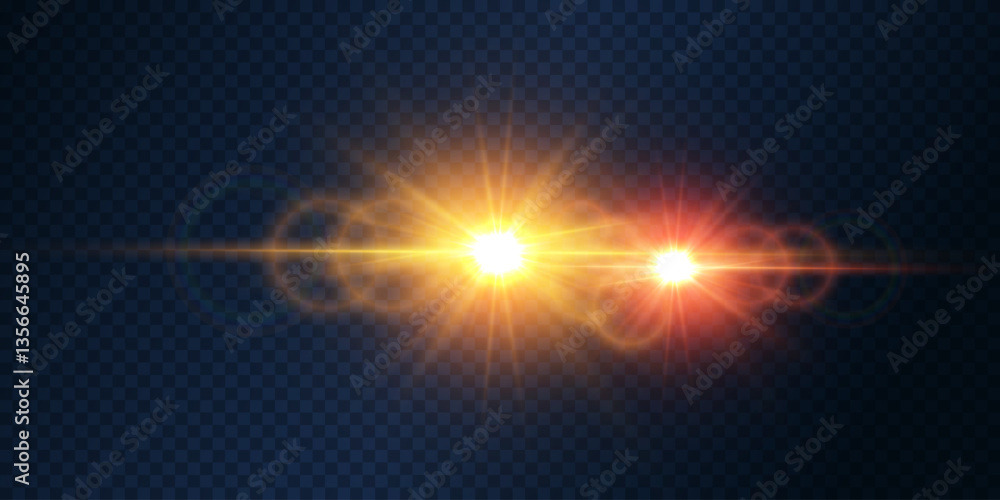 Obraz premium Bright light effect of explosion. Star flash and lens lens.