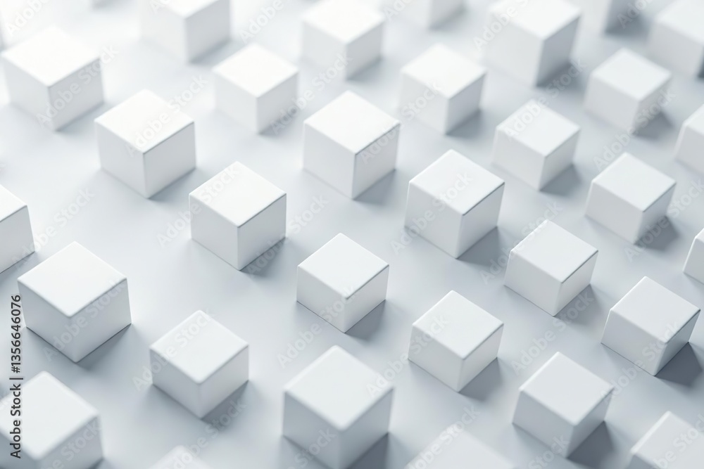 Abstract geometric background featuring a repetitive pattern of white cubes, modern, design Abstract geometric background featuring a repetitive pattern of white cubes, modern, design