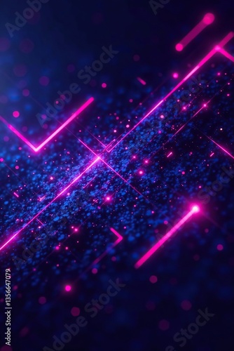 Abstract geometric background with glowing neon lines in ultraviolet light, created with generative AI,  lines,  neon
