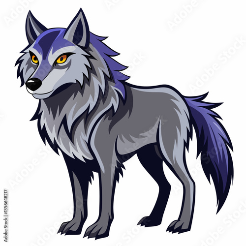 Noble Lone Wolf: A regal wolf illustration exudes an aura of strength and solitary beauty, its piercing gaze and sleek coat captivating with a subtle hint of mystery.