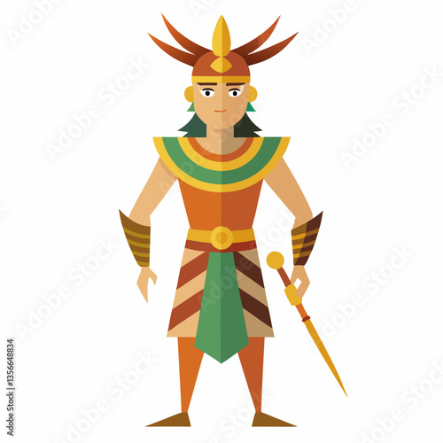 Ancient Warrior Illustration: An artistic depiction of a valorous ancient warrior, showcasing intricate details of armor and weaponry in a vibrant, stylized manner.