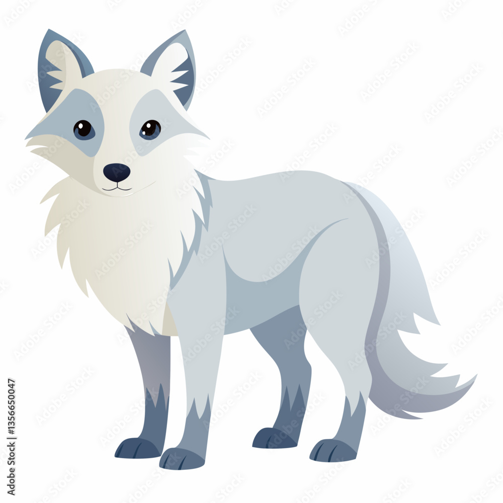 Arctic Fox Illustration: A charming arctic fox, its fluffy white coat and alert gaze, illustrated against a clean background, captures the serene beauty of a cold environment. Arctic Fox Illustration: A charming arctic fox, its fluffy white coat and alert gaze, illustrated against a clean background, captures the serene beauty of a cold environment.