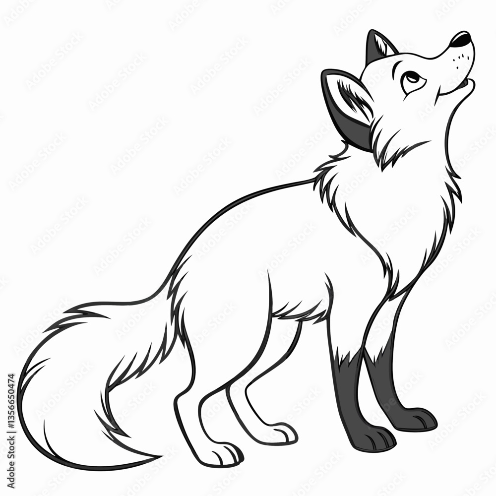 Fox Gazing Upward: A stylized illustration of a fox gazing serenely upward, capturing its elegant form and expressive gaze, exuding an air of contemplation and wonder. Fox Gazing Upward: A stylized illustration of a fox gazing serenely upward, capturing its elegant form and expressive gaze, exuding an air of contemplation and wonder.