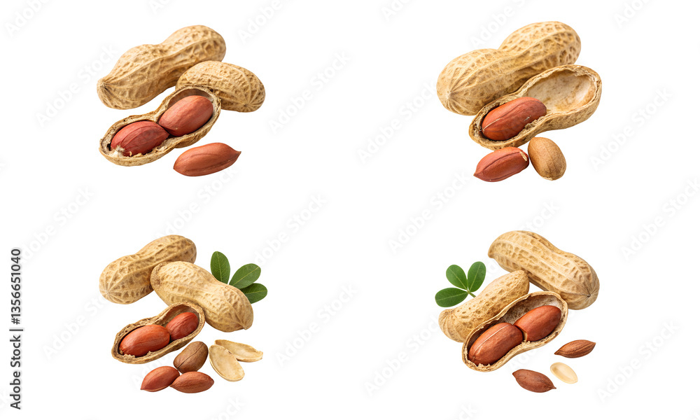 Peanut isolated, Fresh nuts collection, Collection set of peanuts isolated Peanut isolated, Fresh nuts collection, Collection set of peanuts isolated