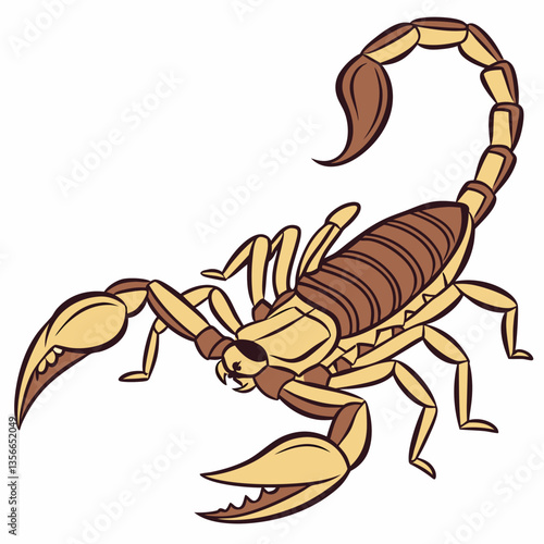 Scorpion's fierce pose: A digitally crafted depiction showcases a detailed scorpion, its armored body and venomous stinger in sharp focus.