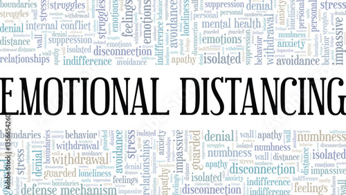 Emotional Distancing word cloud conceptual design isolated on white background.