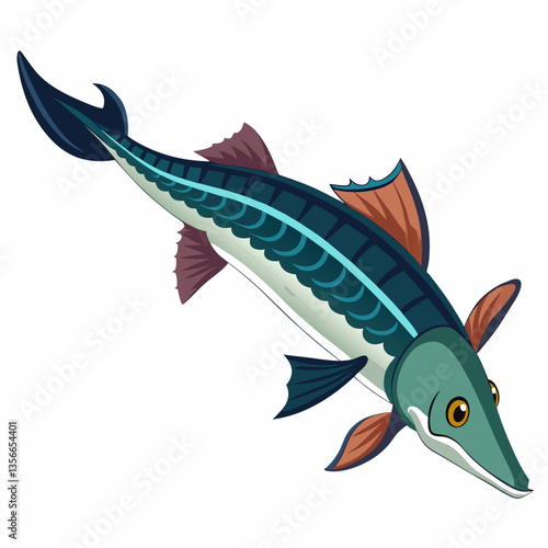 Azure Aquatic Creature: A vibrant and detailed illustration of a unique aquatic creature gracefully navigating its watery world, showcasing striking colours and intricate design.