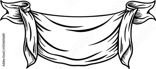 Blank scroll banner illustration vintage, hand drawn parchment, retro design elements, blank space