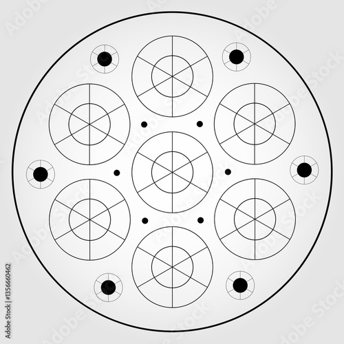 Illustration Rosace Eglise Catholique Cercle Mandala Vecteur Noir et Blanc
