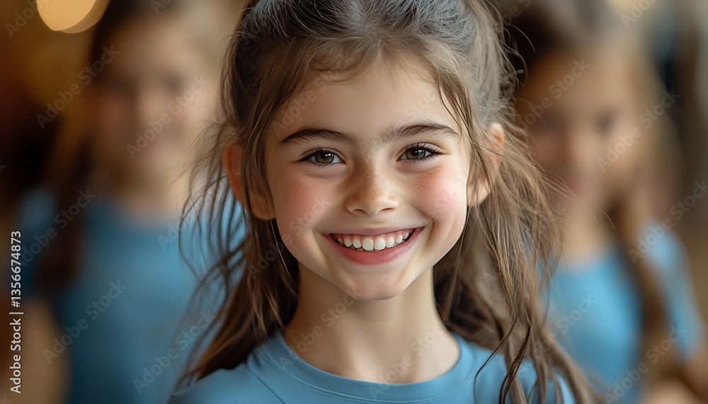 Joyful Girl Smiles for Studio Dance Class. Joyful Girl Smiles for Studio Dance Class.