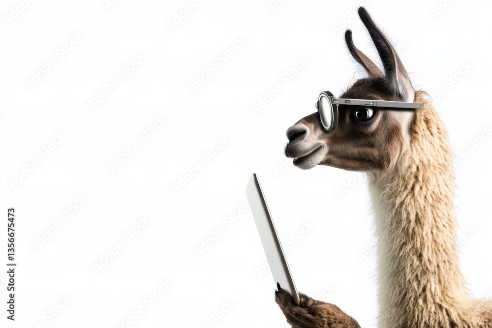 Obraz premium llama checks online safety with HTTPS padlock symbol